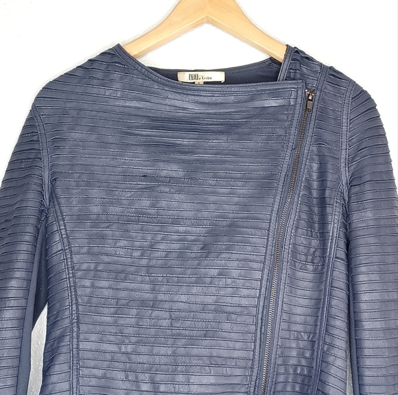 Vintage 100% Genuine Leather Asymmetrical Contrast Paneling Sz S Moto Jacket - Picture 7 of 14